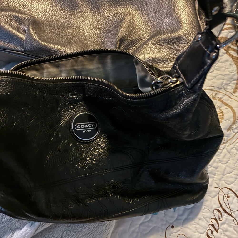 Coach Black Leather Hobo Bag